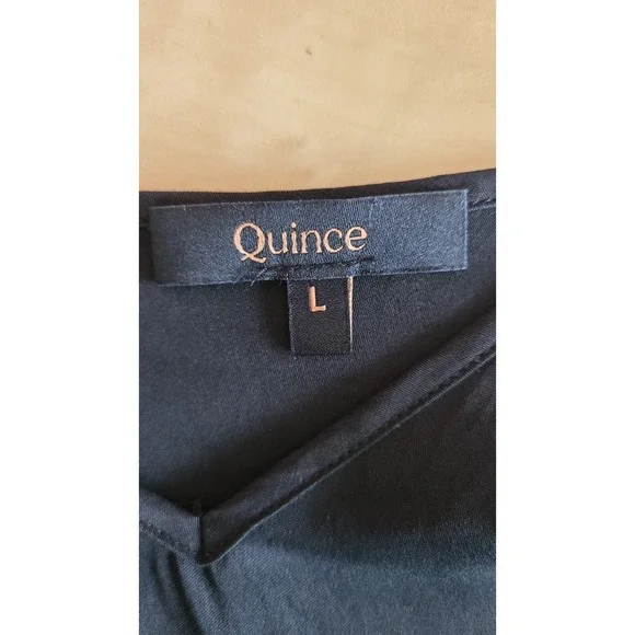 Quince Silk Stretch Tank Top Women Large Black Minimalist Capsule Washable - Picture 7 of 9